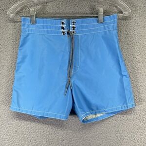 Birdwell Beach Britches Board Shorts Mens 26 Blue Nylon Swim Trunks Surf Retro